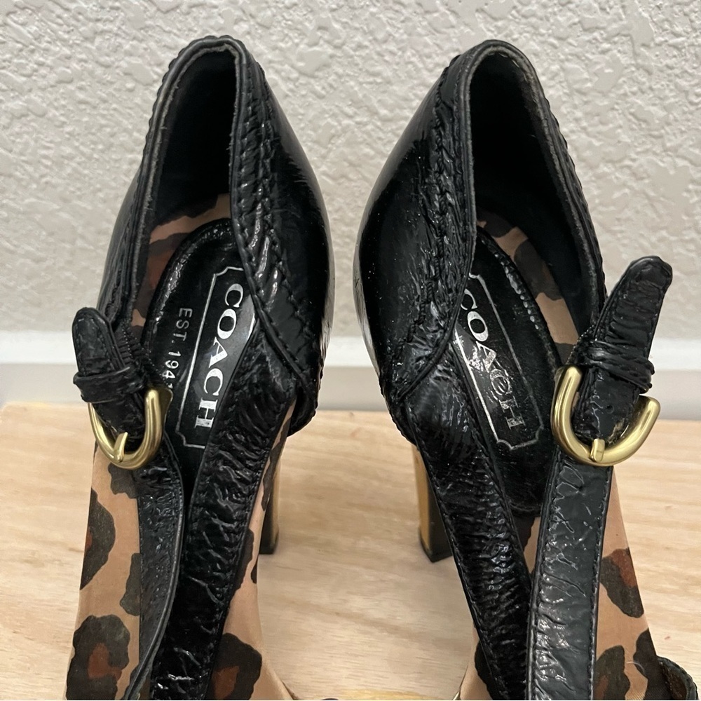 Coach Brown & Gold Cheetah Lined High Pump Heels 6.5 - Picture 6 of 6